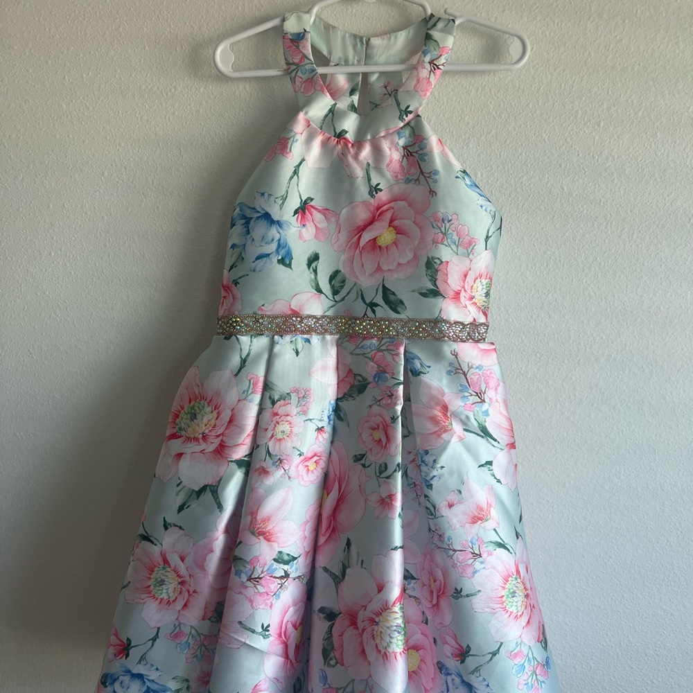 Rare Editions Floral Dress with Pink and Blue Accents